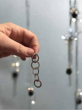 Long Delicate Multi Dangle Linked Circle Hoops Earrings Sterling Silver .925